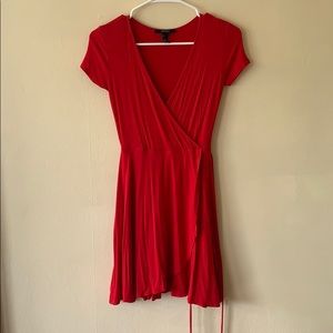 F21 red wrap dress